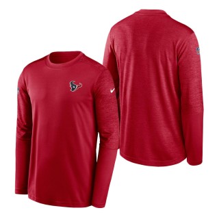 Houston Texans Nike Red Heathered Red Sideline Coaches UV Performance Long Sleeve T-Shirt