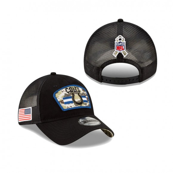 2021 Salute To Service Colts Black Trucker 9TWENTY Adjustable Hat