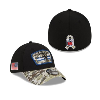 2021 Salute To Service Colts Black Camo Historic Logo 39THIRTY Flex Hat