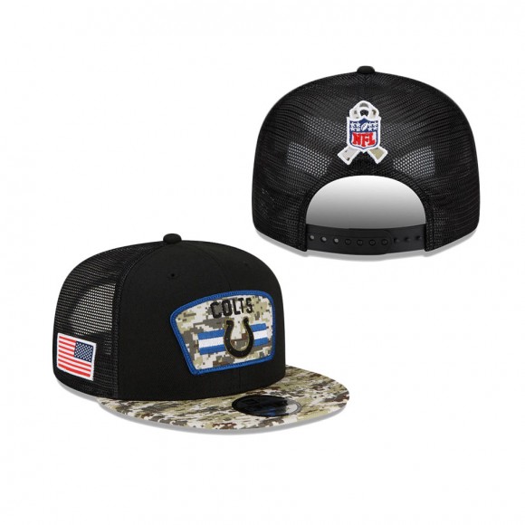 2021 Salute To Service Colts Black Camo Trucker 9FIFTY Snapback Adjustable Hat