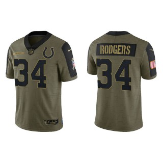 Men's Isaiah Rodgers Indianapolis Colts Olive 2021 Salute To Service Limited Jersey