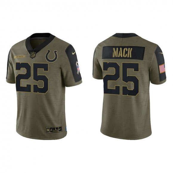 Men's Marlon Mack Indianapolis Colts Olive 2021 Salute To Service Limited Jersey