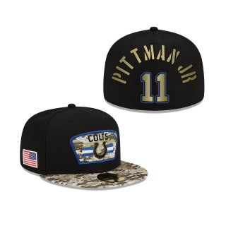 Men's Michael Pittman Jr. Indianapolis Colts Black Camo 2021 Salute To Service 59FIFTY Fitted Hat
