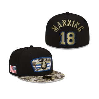 Men's Peyton Manning Indianapolis Colts Black Camo 2021 Salute To Service 59FIFTY Fitted Hat