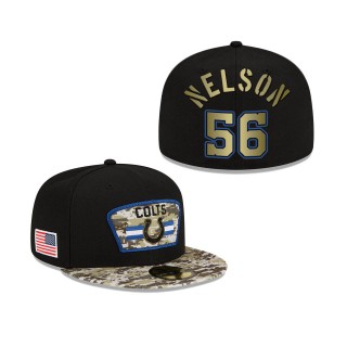 Men's Quenton Nelson Indianapolis Colts Black Camo 2021 Salute To Service 59FIFTY Fitted Hat