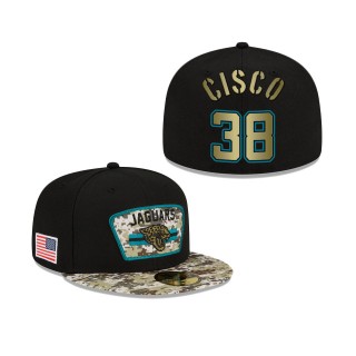 Men's Andre Cisco Jacksonville Jaguars Black Camo 2021 Salute To Service 59FIFTY Fitted Hat