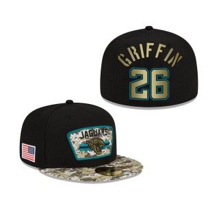 Men's Shaquill Griffin Jacksonville Jaguars Black Camo 2021 Salute To Service 59FIFTY Fitted Hat