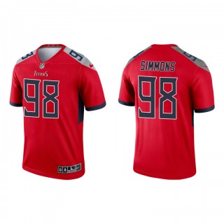 Jeffery Simmons Red 2021 Inverted Legend Titans Jersey
