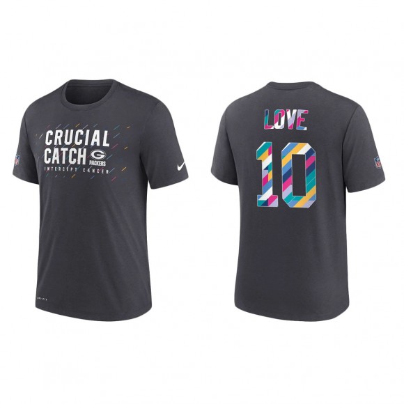 Jordan Love Green Bay Packers Nike Charcoal 2021 NFL Crucial Catch Performance T-Shirt