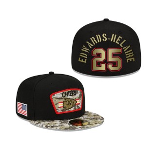 Men's Clyde Edwards-Helaire Kansas City Chiefs Black Camo 2021 Salute To Service 59FIFTY Fitted Hat