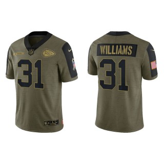 Men's Darrel Williams Kansas City Chiefs Olive 2021 Salute To Service Limited Jersey
