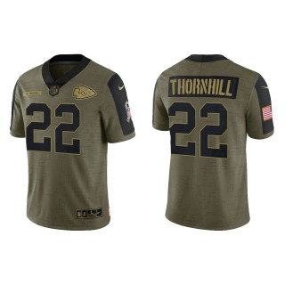 Men's Juan Thornhill Kansas City Chiefs Olive 2021 Salute To Service Limited Jersey