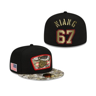 Men's Lucas Niang Kansas City Chiefs Black Camo 2021 Salute To Service 59FIFTY Fitted Hat