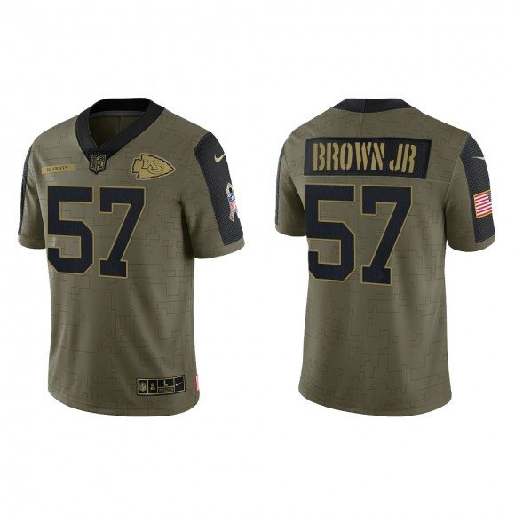 Men's Orlando Brown Jr. Kansas City Chiefs Olive 2021 Salute To Service Limited Jersey