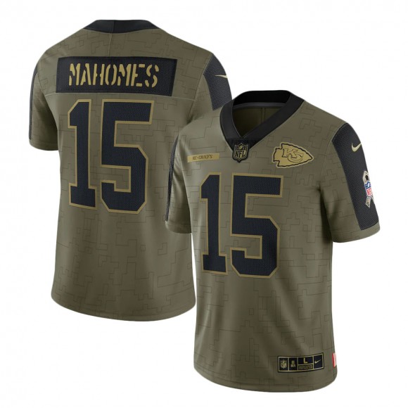 2021 Salute To Service Chiefs Patrick Mahomes Olive Limited Player Jersey