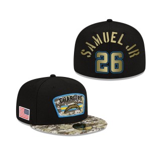 Men's Asante Samuel Jr. Los Angeles Chargers Black Camo 2021 Salute To Service 59FIFTY Fitted Hat