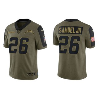 Men's Asante Samuel Jr. Los Angeles Chargers Olive 2021 Salute To Service Limited Jersey