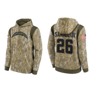 Men's Asante Samuel Jr. Los Angeles Chargers Camo 2021 Salute To Service Therma Hoodie