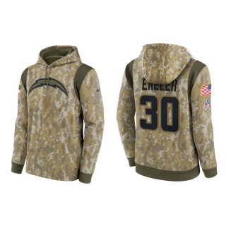 Men's Austin Ekeler Los Angeles Chargers Camo 2021 Salute To Service Therma Hoodie