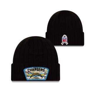 2021 Salute To Service Chargers Black Cuffed Knit Hat