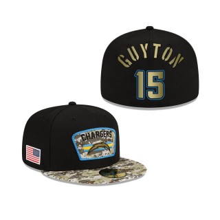 Men's Jalen Guyton Los Angeles Chargers Black Camo 2021 Salute To Service 59FIFTY Fitted Hat