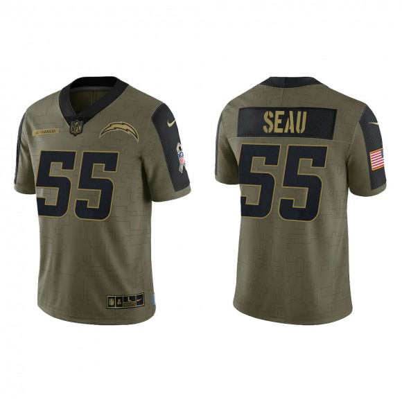 Men's Junior Seau Los Angeles Chargers Olive 2021 Salute To Service Limited Jersey