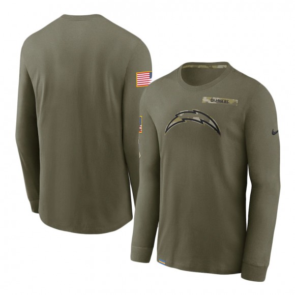 2021 Salute To Service Chargers Olive Performance Long Sleeve T-Shirt
