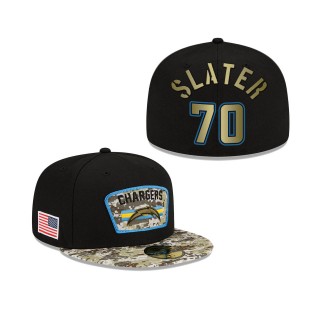 Men's Rashawn Slater Los Angeles Chargers Black Camo 2021 Salute To Service 59FIFTY Fitted Hat