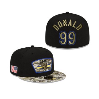 Men's Aaron Donald Los Angeles Rams Black Camo 2021 Salute To Service 59FIFTY Fitted Hat