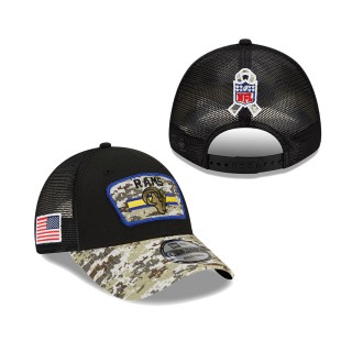 2021 Salute To Service Rams Black Camo Trucker 9FORTY Snapback Adjustable Hat