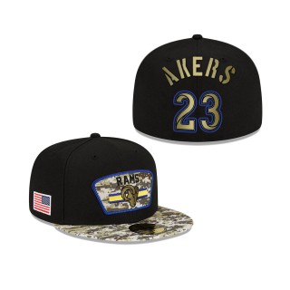 Men's Cam Akers Los Angeles Rams Black Camo 2021 Salute To Service 59FIFTY Fitted Hat