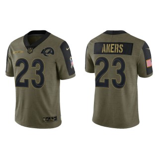 Men's Cam Akers Los Angeles Rams Olive 2021 Salute To Service Limited Jersey