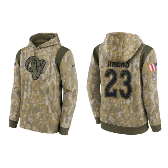 Men's Cam Akers Los Angeles Rams Camo 2021 Salute To Service Therma Hoodie