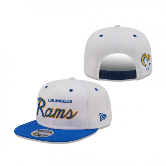 Los Angeles Rams New Era White Royal Sparky Original 9FIFTY Snapback Hat