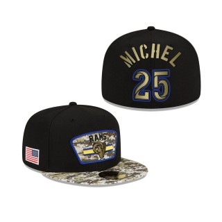 Men's Sony Michel Los Angeles Rams Black Camo 2021 Salute To Service 59FIFTY Fitted Hat