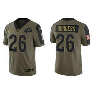 Men's Terrell Burgess Los Angeles Rams Olive 2021 Salute To Service Limited Jersey