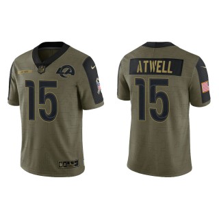 Men's Tutu Atwell Los Angeles Rams Olive 2021 Salute To Service Limited Jersey