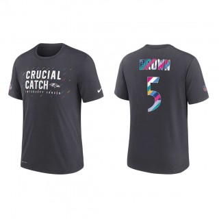 Marquise Brown Baltimore Ravens Nike Charcoal 2021 NFL Crucial Catch Performance T-Shirt