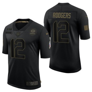 Men's Green Bay Packers Aaron Rodgers Black Salute to Service Jersey