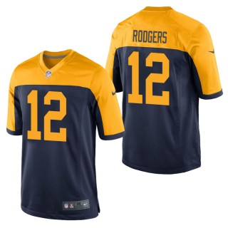 Men's Green Bay Packers Aaron Rodgers Navy Throwback Game Jersey