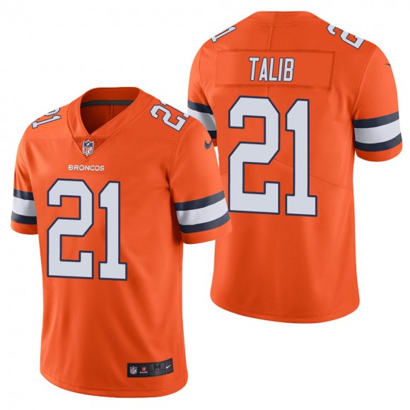 Men's Denver Broncos Aqib Talib Orange Color Rush Limited Jersey