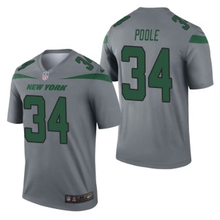 Men's New York Jets Brian Poole Gray Inverted Legend Jersey