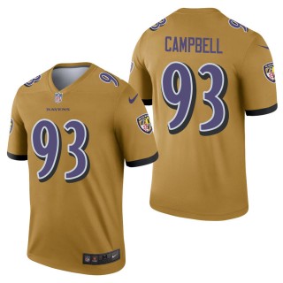 Men's Baltimore Ravens Calais Campbell Gold Inverted Legend Jersey