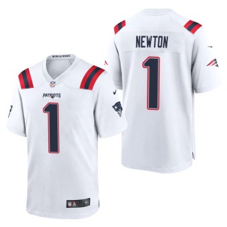 Men's New England Patriots Cam Newton White Game Jersey