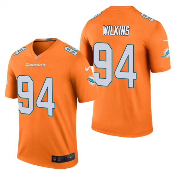Men's Miami Dolphins Christian Wilkins Orange Color Rush Legend Jersey