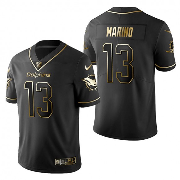 Men's Miami Dolphins Dan Marino Black Golden Edition Jersey