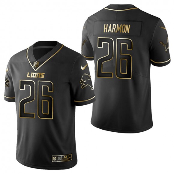 Men's Detroit Lions Duron Harmon Black Golden Edition Jersey