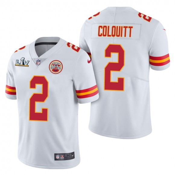 Men's Kansas City Chiefs Dustin Colquitt White Super Bowl LV Jersey
