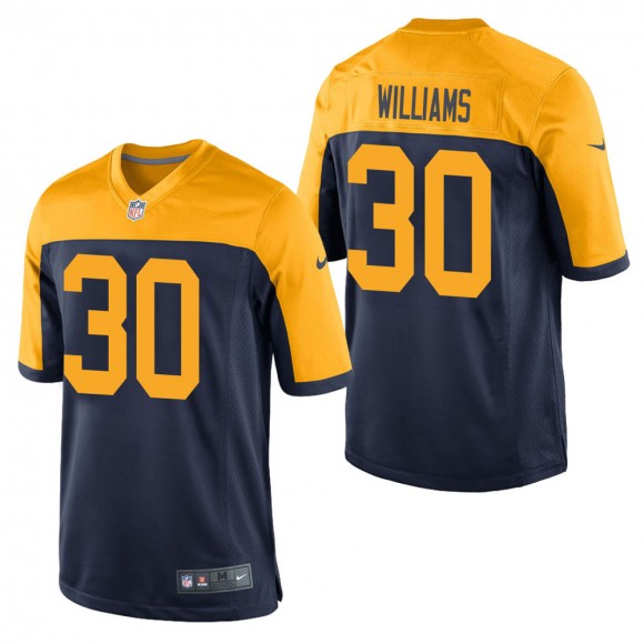 Men's Green Bay Packers Jamaal Williams Navy Throwback Game Jersey
