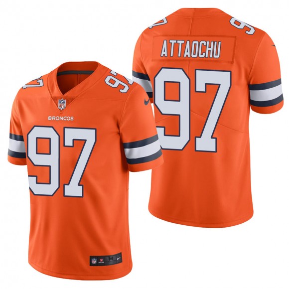 Men's Denver Broncos Jeremiah Attaochu Orange Color Rush Limited Jersey